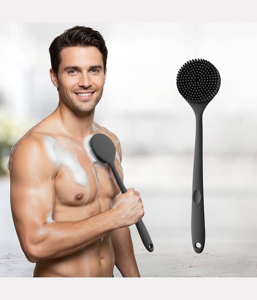 Soft Silicone Back Scrubber with Long Handle for Shower & Bath | Flexible Exfoliating Brush with Gentle Bristles for Smooth Skin | Body Scrubber for Men, Women & Boys | Ideal for Body Wash & Bathing