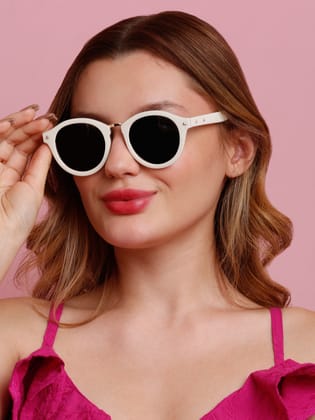 SUNNIES Large Full Frame Plastic Round Solid Polarized Women Sunglasses-SNS-11692-C049