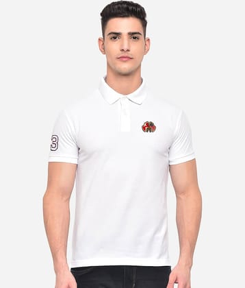 AIN6 Pack of 1 Cotton Blend Regular Fit Solid Half Sleeves Men's Polo T Shirt ( White )