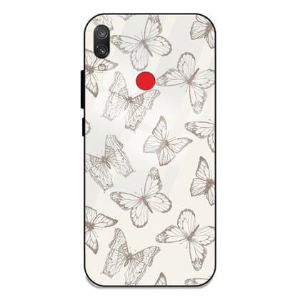 White Butterflies - Glass Case For Redmi Models-Redmi Note 7 Pro