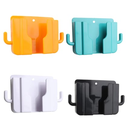 WALLVIEW TECH Pack of 4 Wall Mount & Table Top Phone Holder Mobile Charging Stand with 2 Hook Phone Holder for Bedroom Kitchen Shelves Bathroom Office (Multicolour) WALLVIEW TECH Pack of 4 Wall Mount & Table Top Phone Holder Mobile Charging Stand with 2 