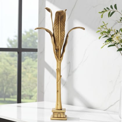 Brass Banana Tree Table Showpiece - Traditional Decor Art, Height : 11 Inch (BSMAS1344 B)