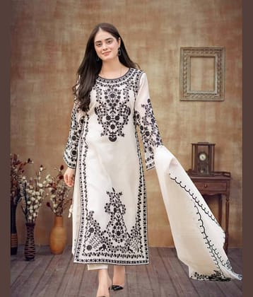 piludi Women Silk Blend Embroidered Straight Kurti With Pants ( Pink )