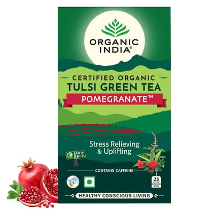 ORGANIC INDIA Tulsi Green Tea,Pomegranate,25 Tea Bags,2 Grams ORGANIC INDIA Tulsi Green Tea,Pomegranate,25 Tea Bags,2 Grams