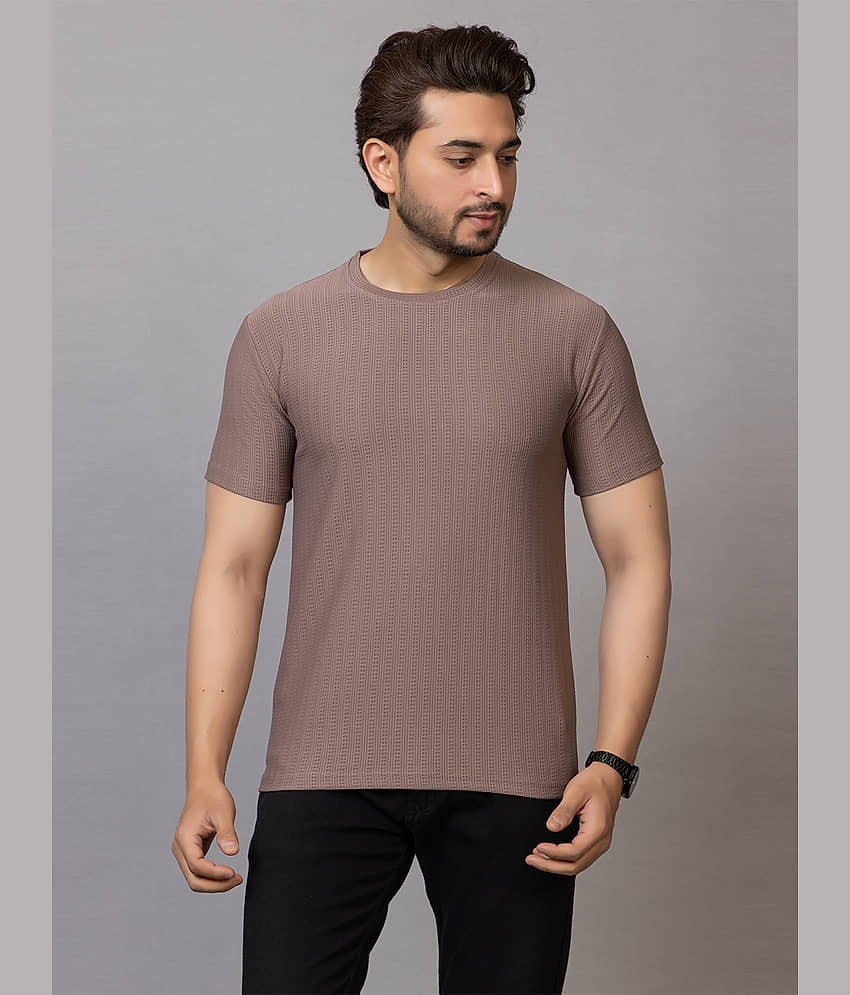 RuarX Men Cotton Blend Regular Fit Solid T-Shirt ( Pink )