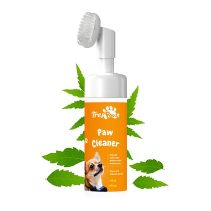 Trespaws Dog Paw Cleaner for Dogs and Cats,Magic Foam - Clean Paws No-Rinse Foaming Cleanser-Dry Shampoo, Silicone Brush for Dogs Cats Feet Cleaning, 120 ml