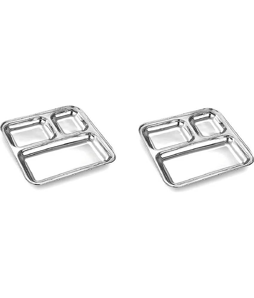 Dynore 2 Pcs Stainless Steel Silver Partition Plate