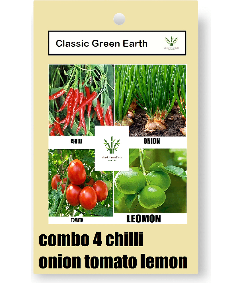 CLASSIC GREEN EARTH - Vegetable Seeds ( CHILLI LEMON ONION TOMATO 200 SEEDS )