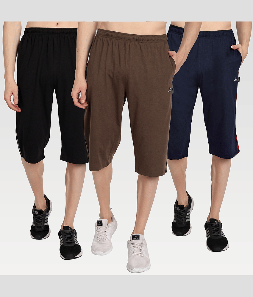 Zeffit - Multi Cotton Blend Men's Three-Fourths ( Pack of 3 )