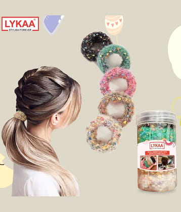 Lykaa Soft Stretchable hair rubber band hair ties ponytail holder hair Band - Pack of 5 (Multicolor)