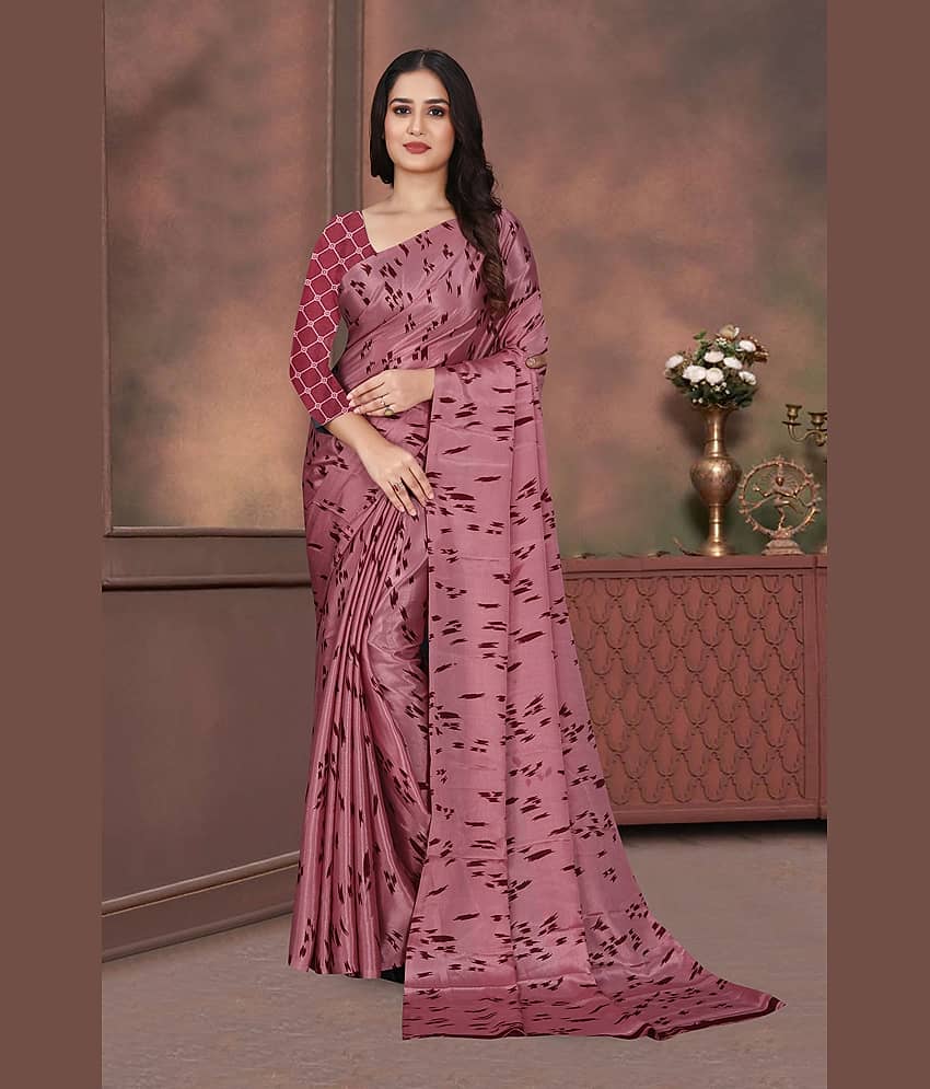 JIHANA FAB Georgette Printed Regular Saree With Unstitched Blouse Piece ( Maroon )