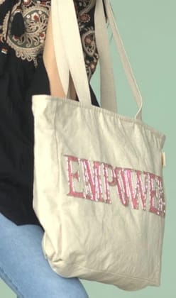 Canvas Tote with Elegant Embellishments