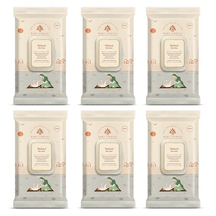 Baby Forest Mulmul Baby Wipes, Ultra-soft, Water-based, 3X thicker and softer wipes 72 Wipes, Pack of 6