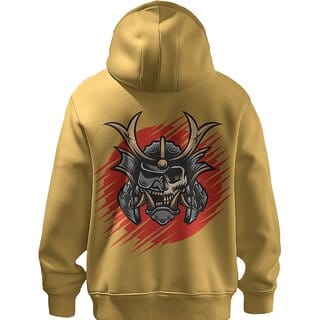 BULL CLOTHING Mens Samurai Helmet Graphic Hoodie - 60 Cotton 40 Poly 280 GSM Fleece Pullover Sweatshirt 