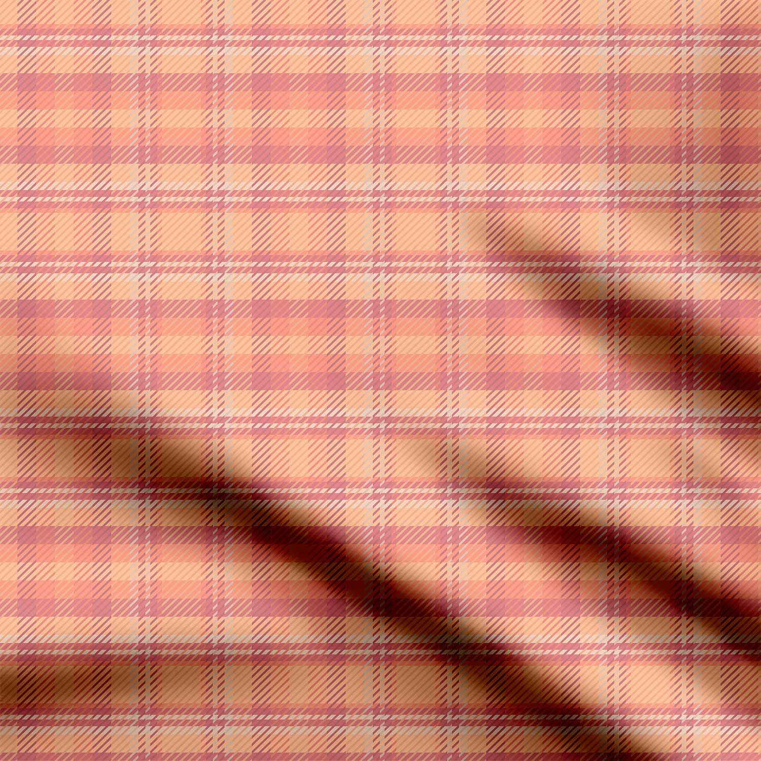 Sunset Plaids Peach Fuzz Print Fabric-Cotton