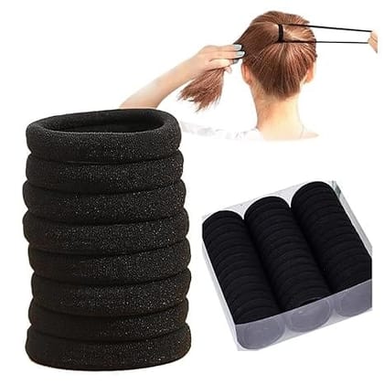 Elastic Hair Rubber Bands for Girls, Kids & Women (Black - Pack of 30)