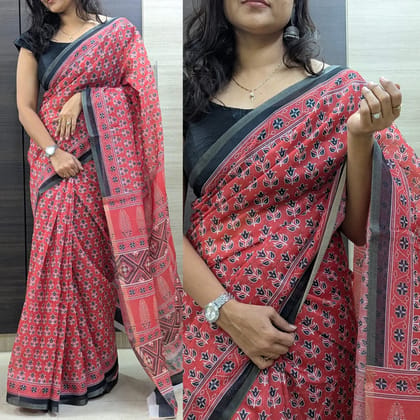 modal silk-Digital printed saree Azrakh print