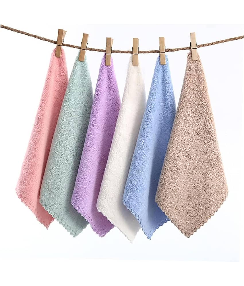 Suraj Enterprises Microfibre Solid Face Towel Below 300 GSM ( Pack of 10 ) - Multicolor