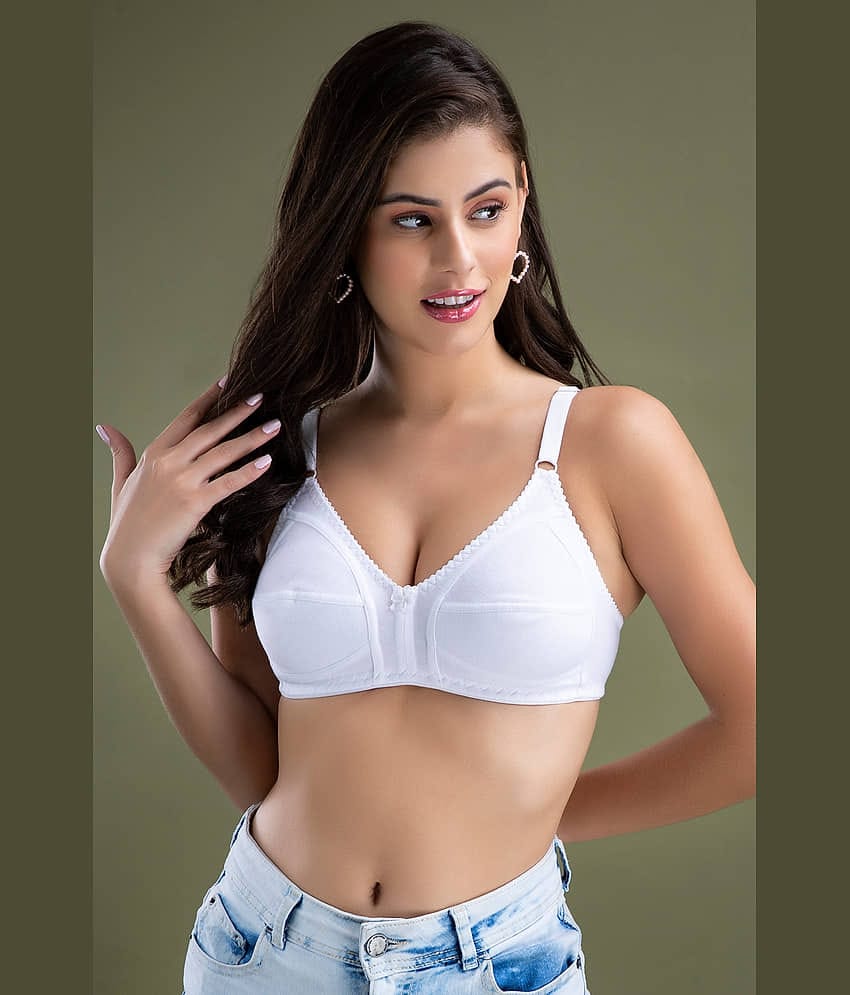 Clovia - 100% Cotton Solid White Women's Non Padded ( Pack of 1 )