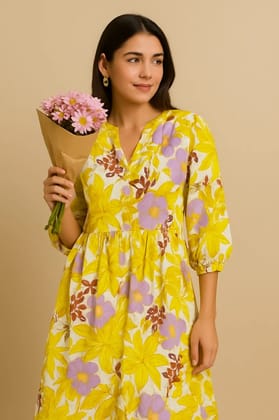 Big Flora Cotton Dress