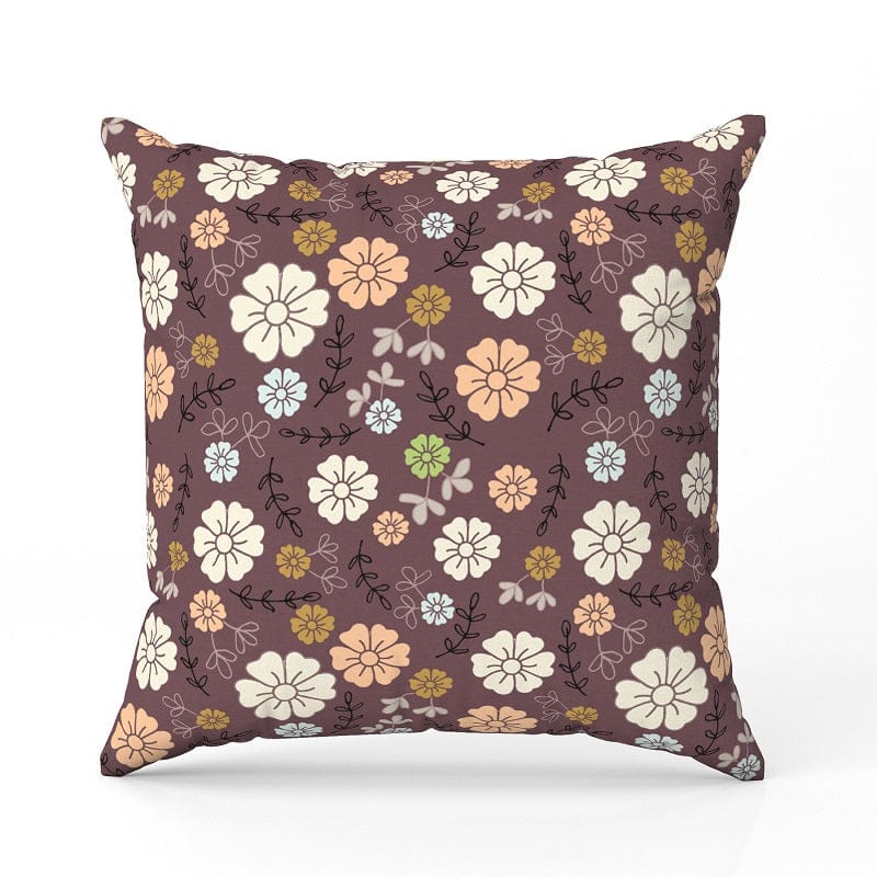 Ditsy floral coffee brown-Velvet Cushion / 16x16 / without