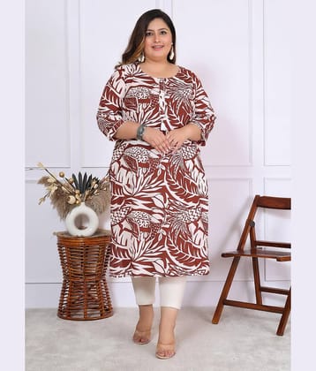 Label Flavia Women Cotton Printed Straight Kurti ( Maroon )