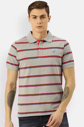 Men's Yarn Dyed Striped Polo Collar T-Shirt - AC702-M