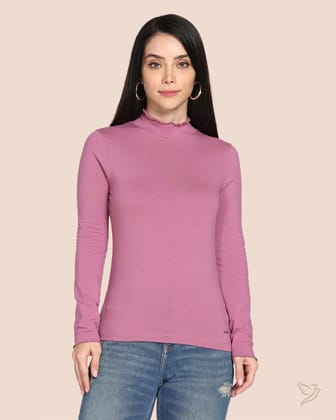 High Neck Frill Tee - Wild Rose-S / Wild Rose