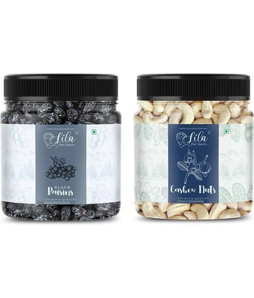 Lila Dry Fruits Cashew (100gm) & Black Raisin(100gm) Combo | Kaju Kali Dakh Combo