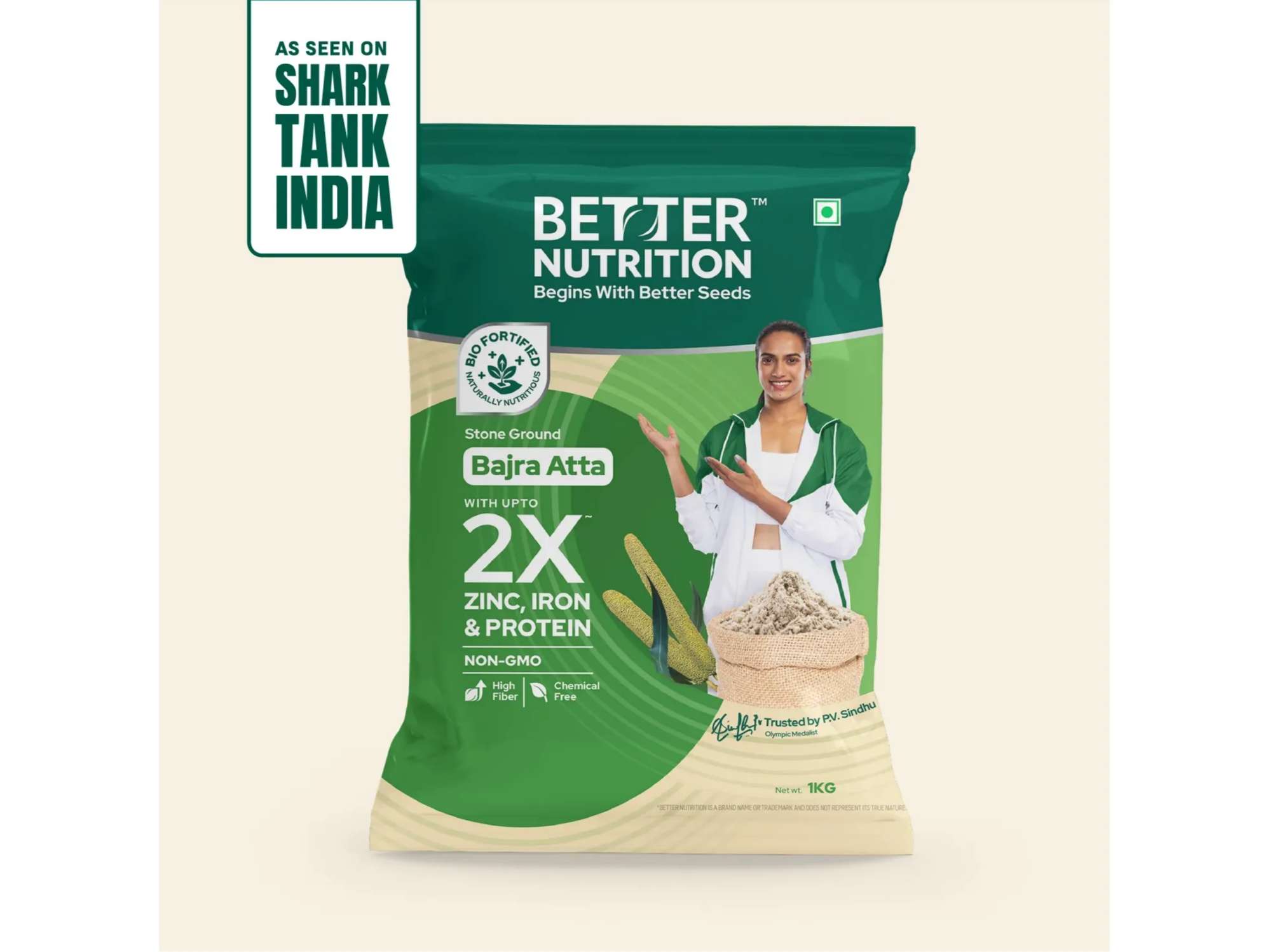 Better Nutrition Biofortified Bajra Atta 1kg | Stone Ground Pearl Millet Flour | High in Iron, Zinc & Protein | Gluten-Free, 100% Natural | Perfect for Rotis, Bread & Bhakri