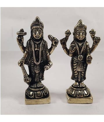 Neo Classic Brass Vishnu Laxmi Idol ( 10 cm )