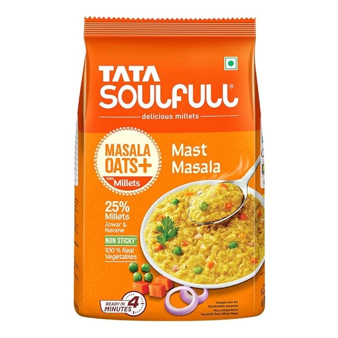 Tata Soulfull Masala Oats+ Tasty Snack With Millets - Mast Masala, 38 g Pouch