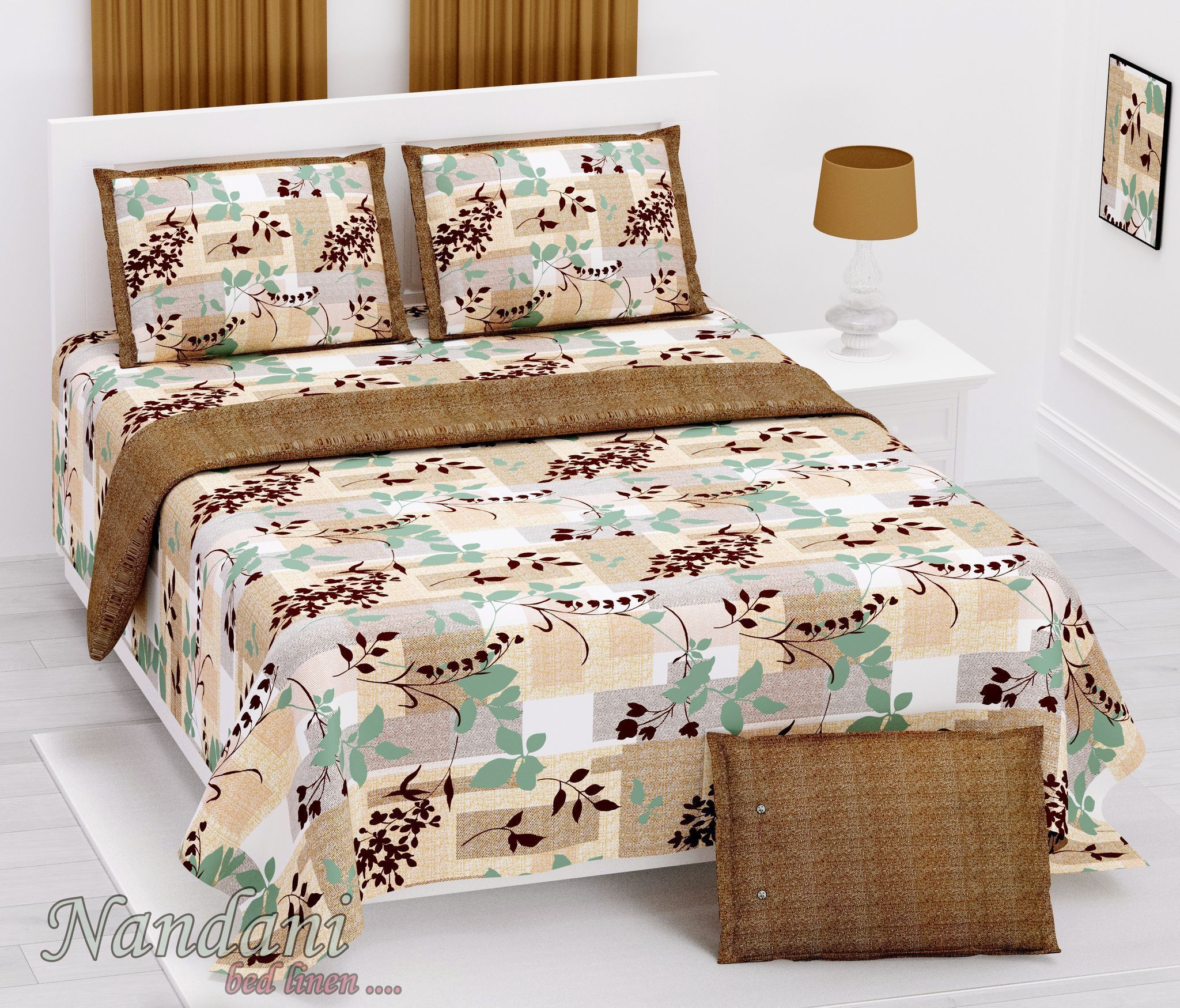 3001-Hometrade India-Standard King Size (90*108 Inches) Double Bedsheet With 2 Pillow Cover-RJ-14-Jaipur lining-3293