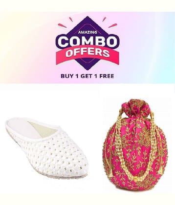 Anjaneya Creations White Women's Juttis