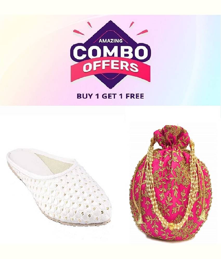 Anjaneya Creations White Women's Juttis