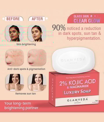 Glamveda 2% Kojic Acid Skin Lightening Soap with Niacinamide 75 gm (Pack of 1)