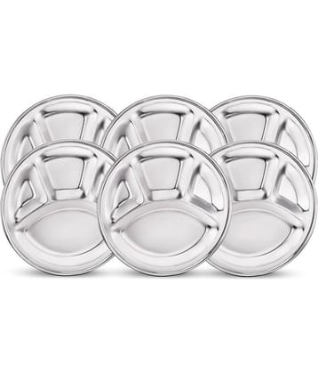 Classic Essentials 6 Pcs Stainless Steel Silver Partition Plate