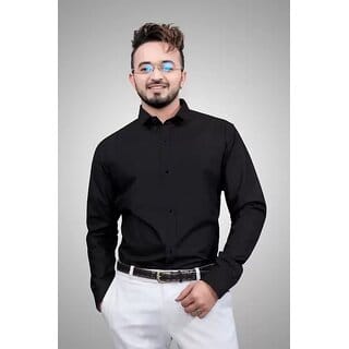 Baleshwar Men Black Solid Regular Fit Formal Shirt