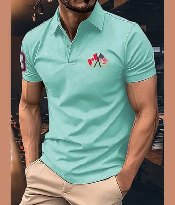AIN6 Men Cotton Blend Regular Fit Solid Polo T Shirt ( Aqua )