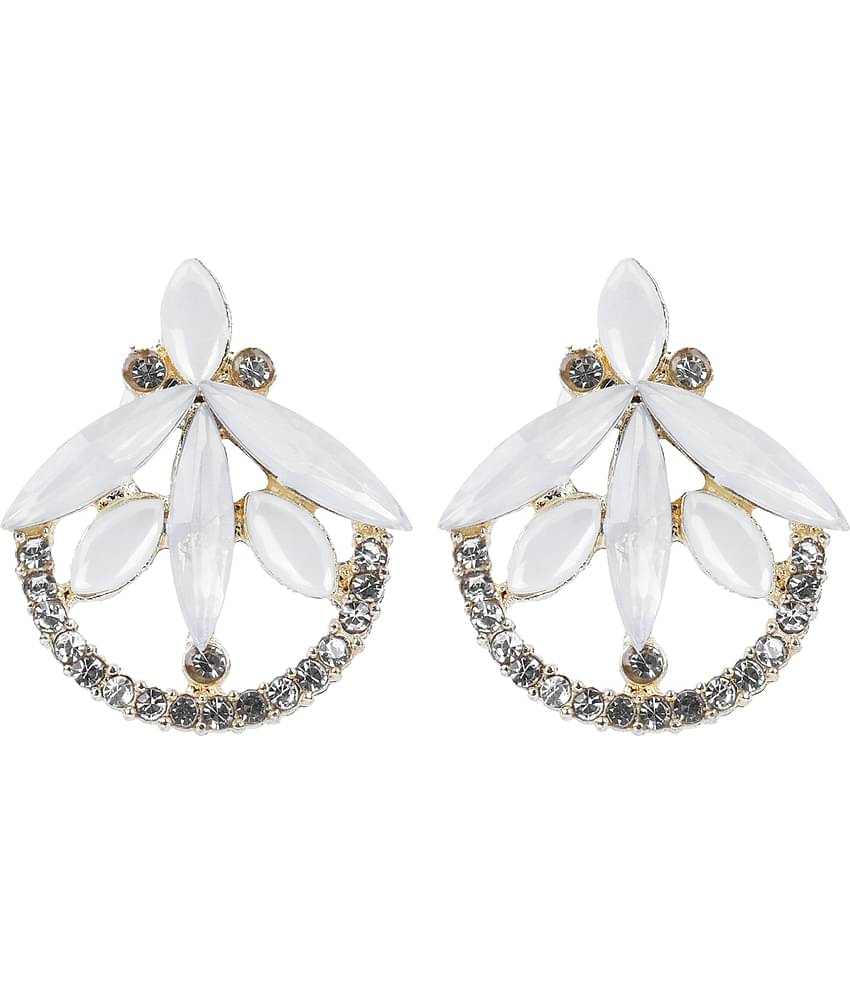 PUJVI - White Hoops Earrings ( Pack of 1 )