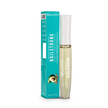 Bella Vita Organic Nail Strong Oil for Cuticle Care, Nail Growth & Strength With Goodness of Almond Oil - Soft, Smooth, & Strong Lustrous Nails, 12 ml Bella Vita Organic Nail Strong Oil for Cuticle Care, Nail Growth & Strength With Goodness of Almond Oil