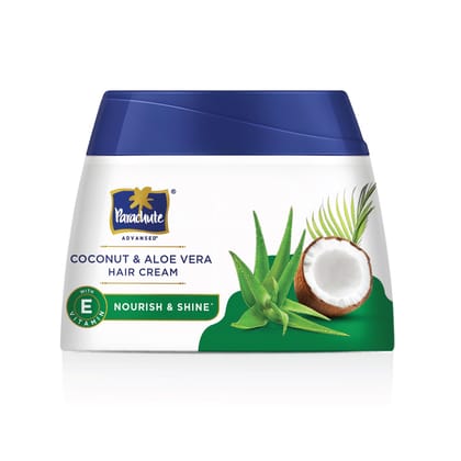 Parachute Advansed Coconut & Aloe Vera Hair Cream 210ml | Nourishes and Hydrates Hair | 2X Shiner, Smoother, Softer Hair | Leave-in Hair Cream | Pre-Wash Hair Cream | For Men & Women Parachute Advansed Coconut & Aloe Vera Hair Cream 210ml | Nourishes and
