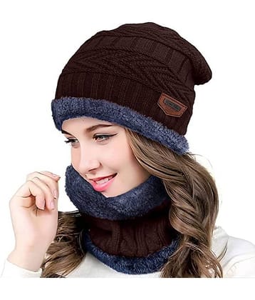 Infispace Brown Woollen Women's Cap ( Pack of 1 )