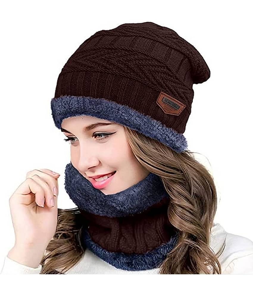Infispace Brown Woollen Women's Cap ( Pack of 1 )
