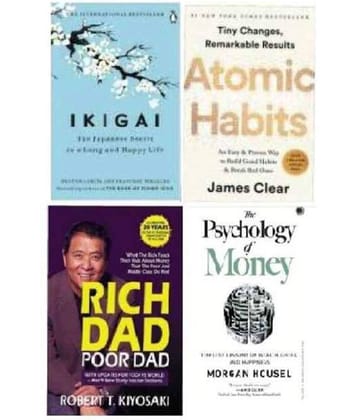 4 Books Combo ( Atomic Habits & Rich Dad Poor Dad & ikigai Japaness & The Psychology Of Money ) English - Paperback