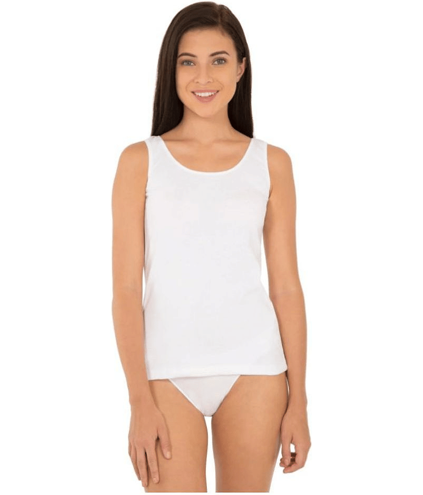 Jockey Cotton Lycra Tanks - White