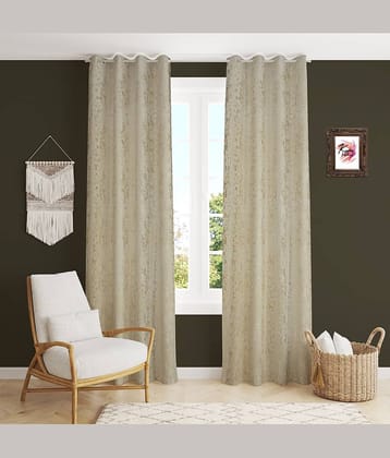 Kraftiq Homes Abstract Blackout Eyelet Curtain 7 ft ( Pack of 2 ) - White