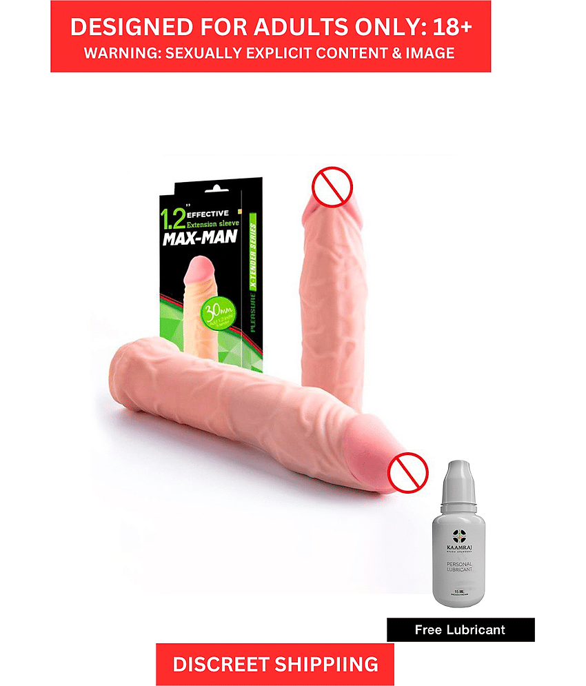 Skin Safe Silicon Size Extension Penis Sleeve For Men | Sex Toys For Men By Naughty Nights + Free Kaamraj Lubricant