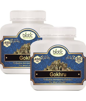 Biotic Gokhru Capsules for Men's Wellness 450 mg Veg Capsule 120 no.s Pack of 2