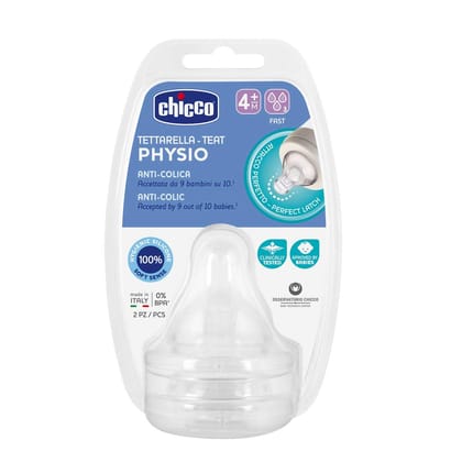 Chicco Perfect 5 4m+ Fast Silicone 2 pcs-Baby Feeding Bottle Nipple / 4m+